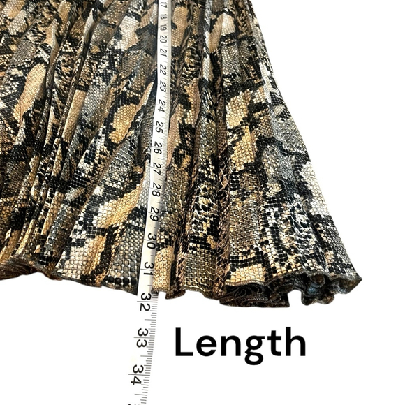 H&M Snakeskin Print Plisse Pleated Midi Skirt, L, Tan, Black & Grey - Picture 11 of 16
